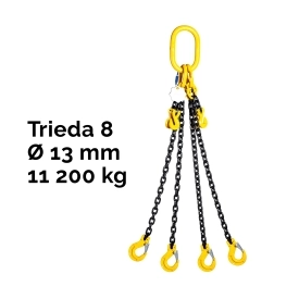 Čtyřpramenný řetězový vazák, oko-4 hák, zkracovač, nosnost 11 200/8 000 kg, G8-13, Certifikát, ČŽ
